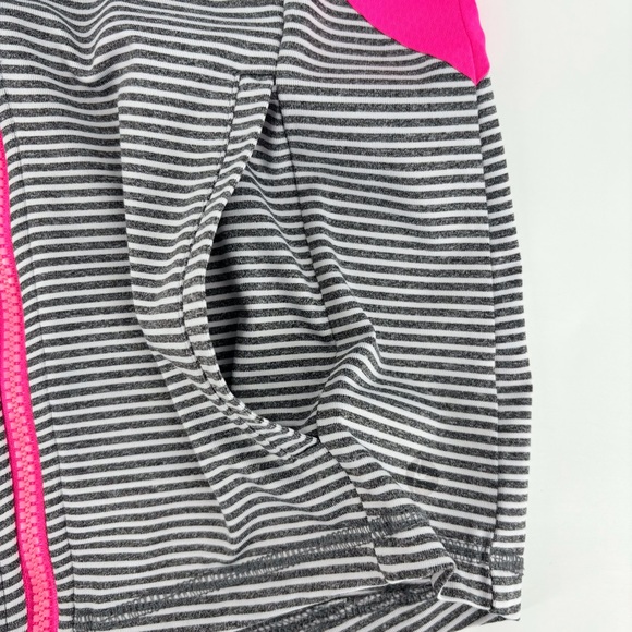 90 Degree by Reflex Grey & White Striped Girls' Hoodie with Pink Accents, 10 - Picture 7 of 13